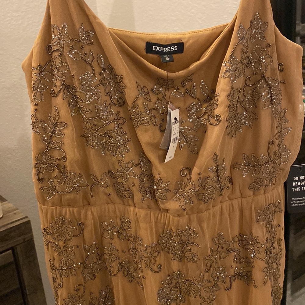 Express Sequined/ Beaded Spaghetti Strap Dress